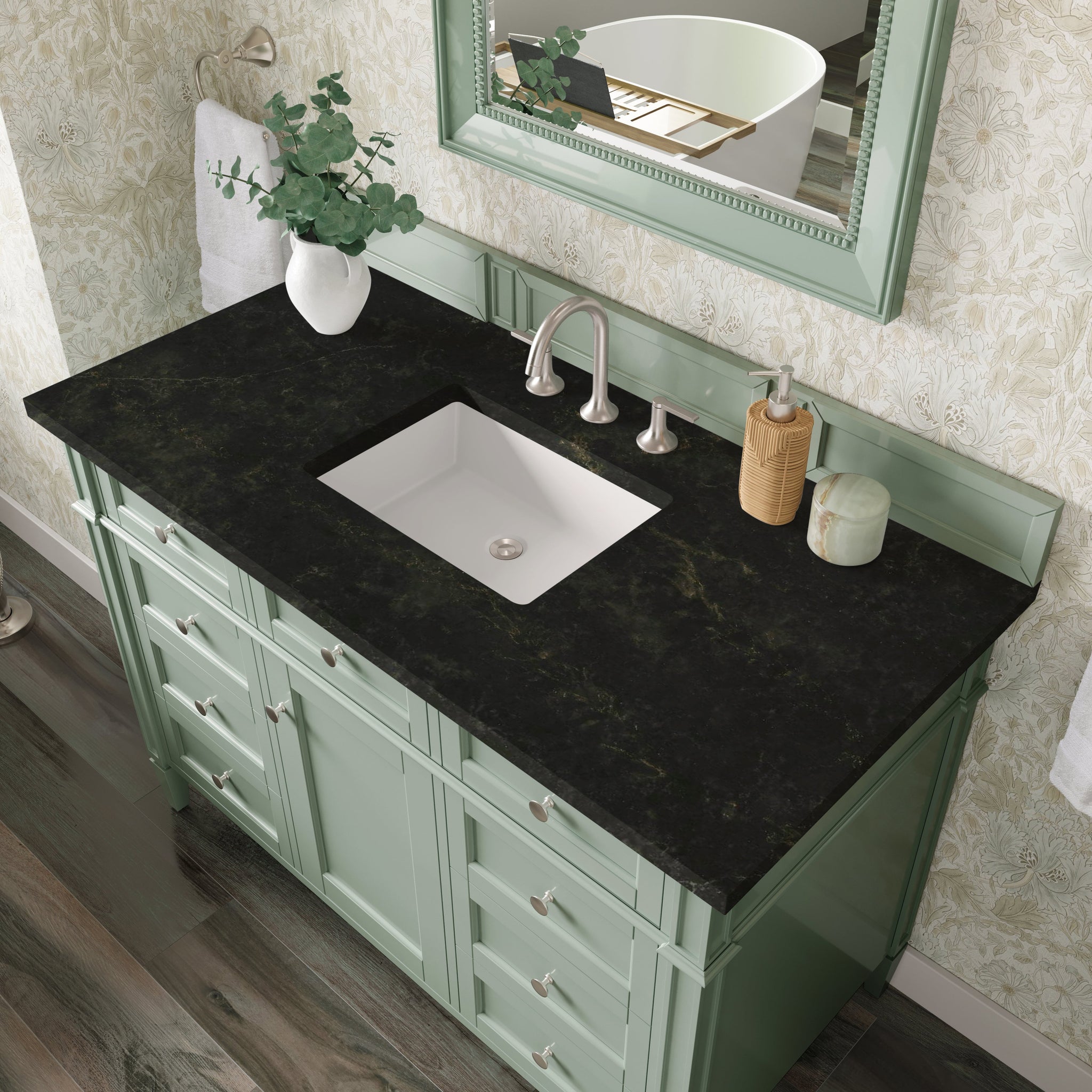 James Martin Brittany 48" Single Bathroom Vanity, Sage Green with Phantome countertop