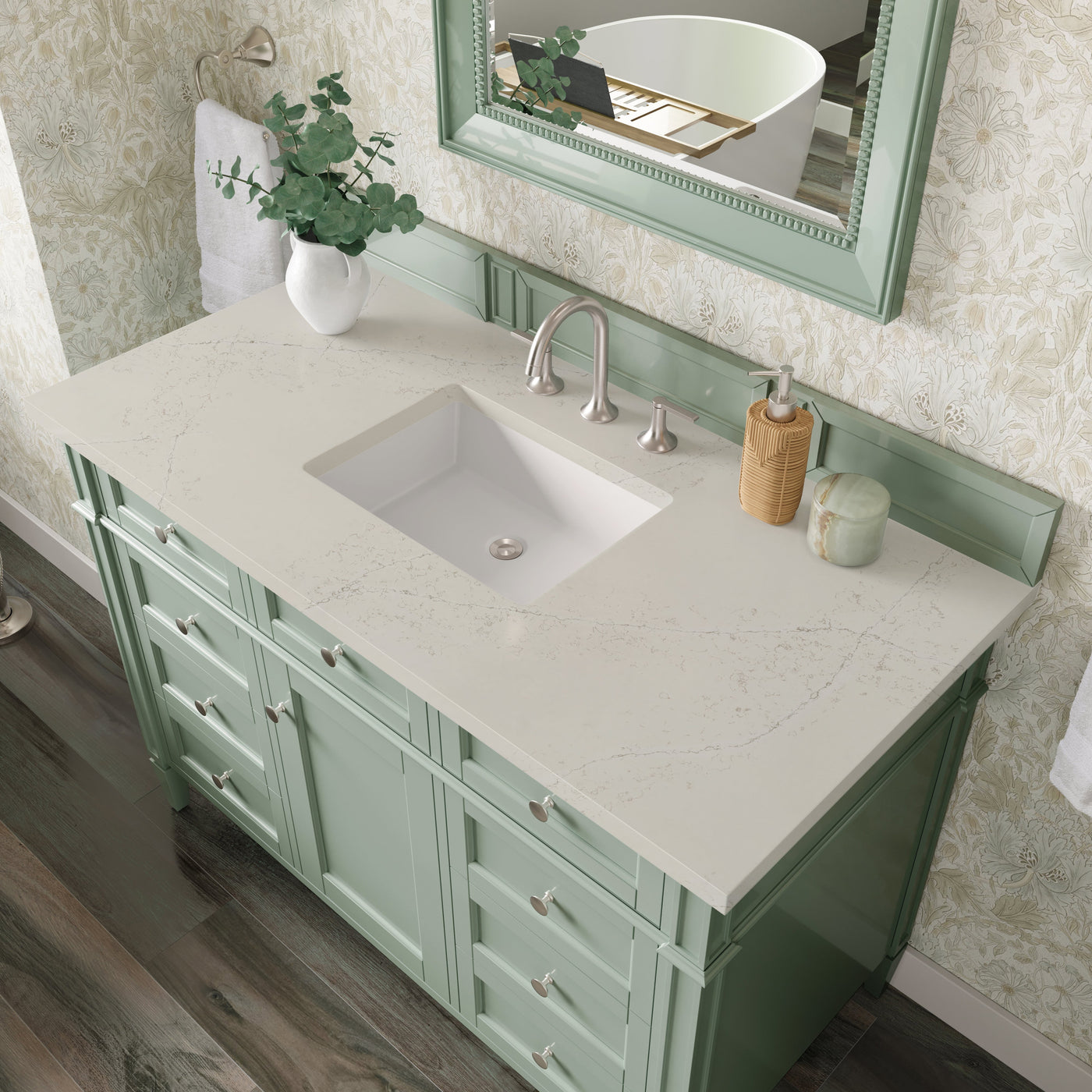 James Martin Brittany 48" Single Bathroom Vanity, Sage Green with Siberian countertop