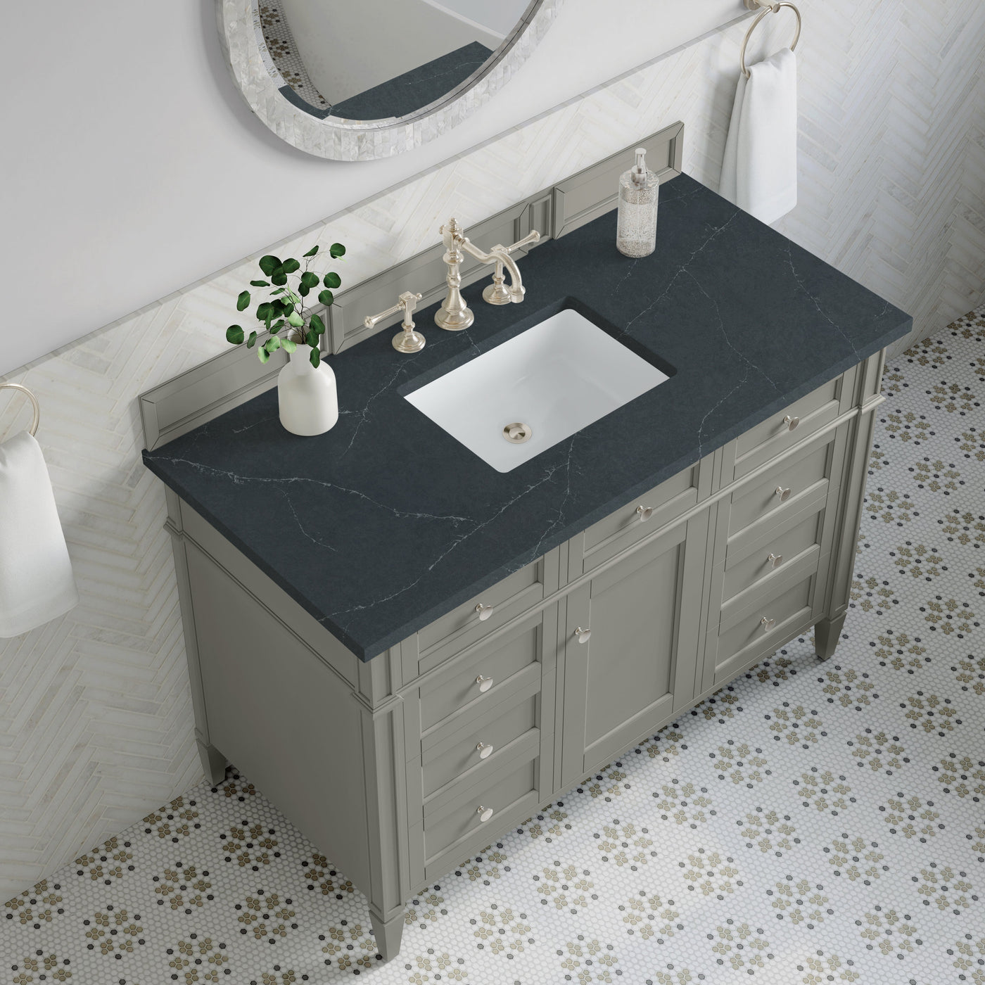 James Martin Brittany 48" Single Bathroom Vanity, Urban Gray with Charcoal Soapstone countertop