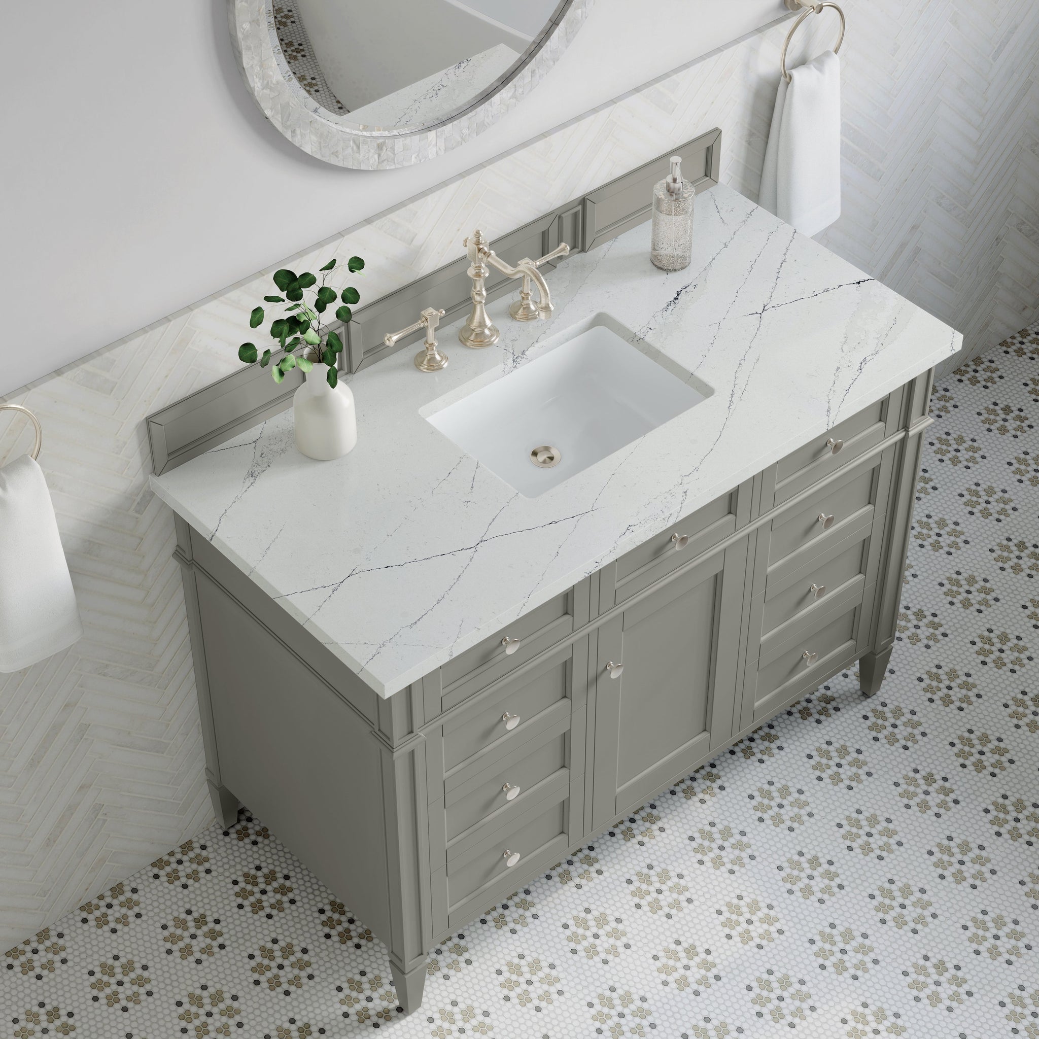 James Martin Brittany 48" Single Bathroom Vanity, Urban Gray with Ethereal Noctis countertop