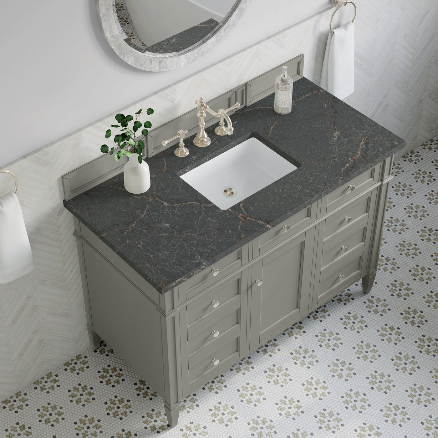 James Martin Brittany 48" Single Bathroom Vanity, Urban Gray with Parisien Bleu countertop