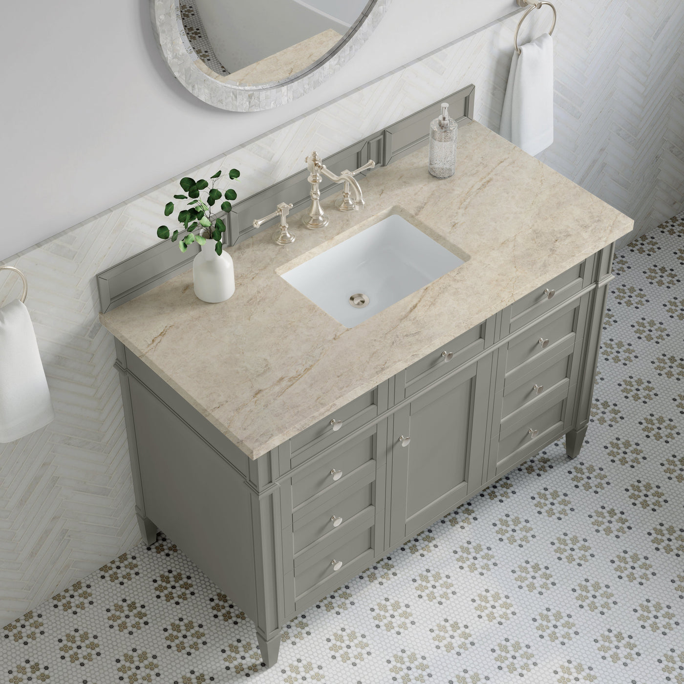 James Martin Brittany 48" Single Bathroom Vanity, Urban Gray with Tajnar countertop