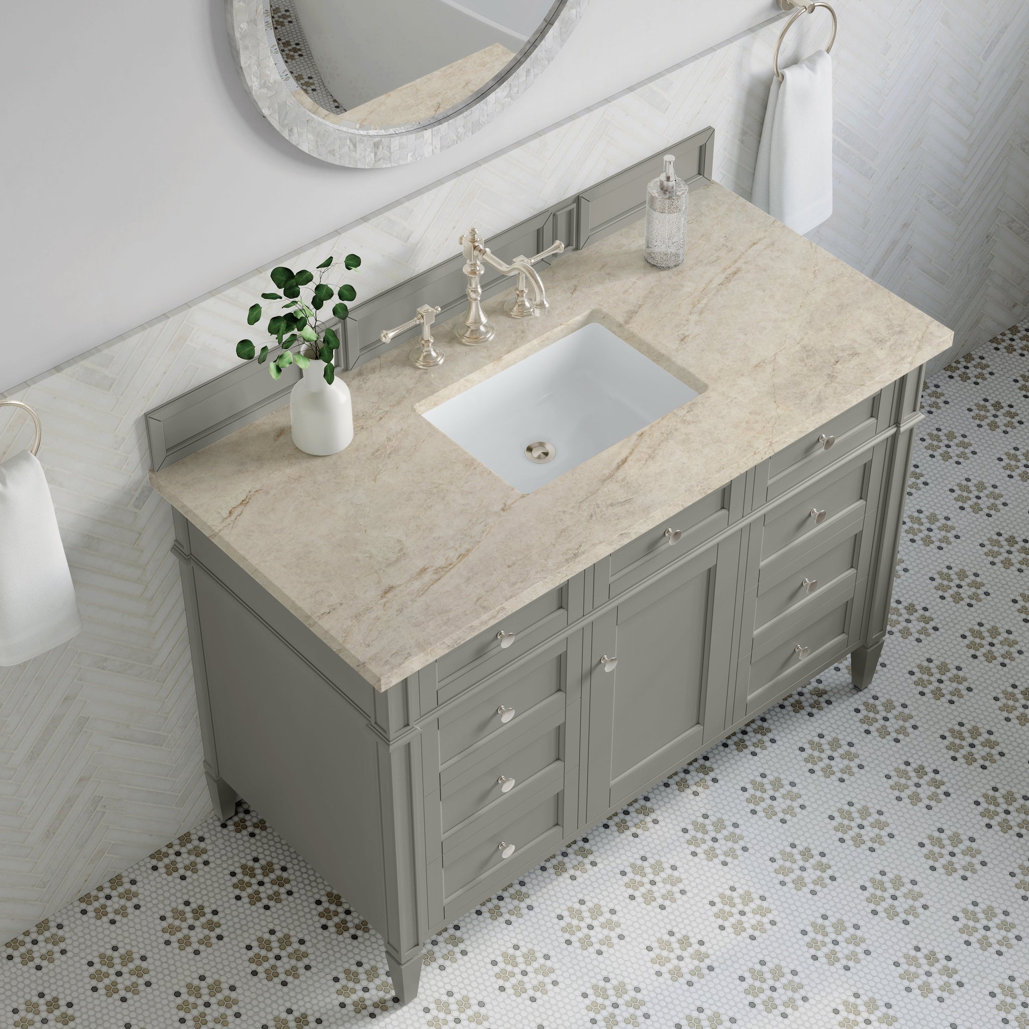 James Martin Brittany 48" Single Bathroom Vanity, Urban Gray with Tajnar countertop