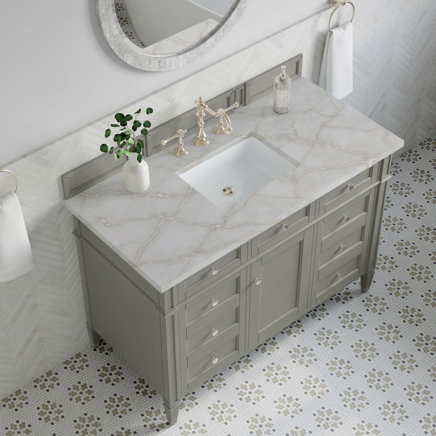 James Martin Brittany 48" Single Bathroom Vanity, Urban Gray with Victorian Silver countertop