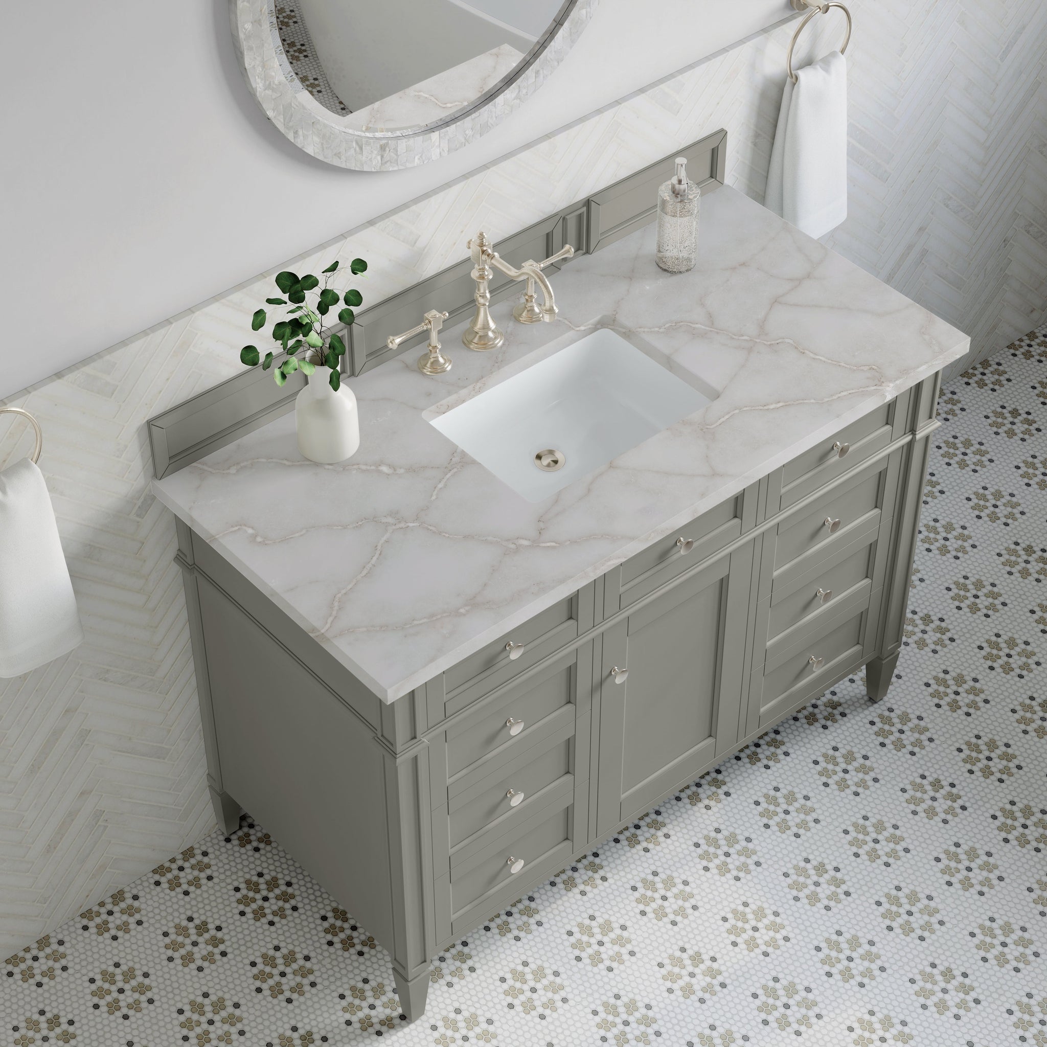 James Martin Brittany 48" Single Bathroom Vanity, Urban Gray with Victorian Silver countertop