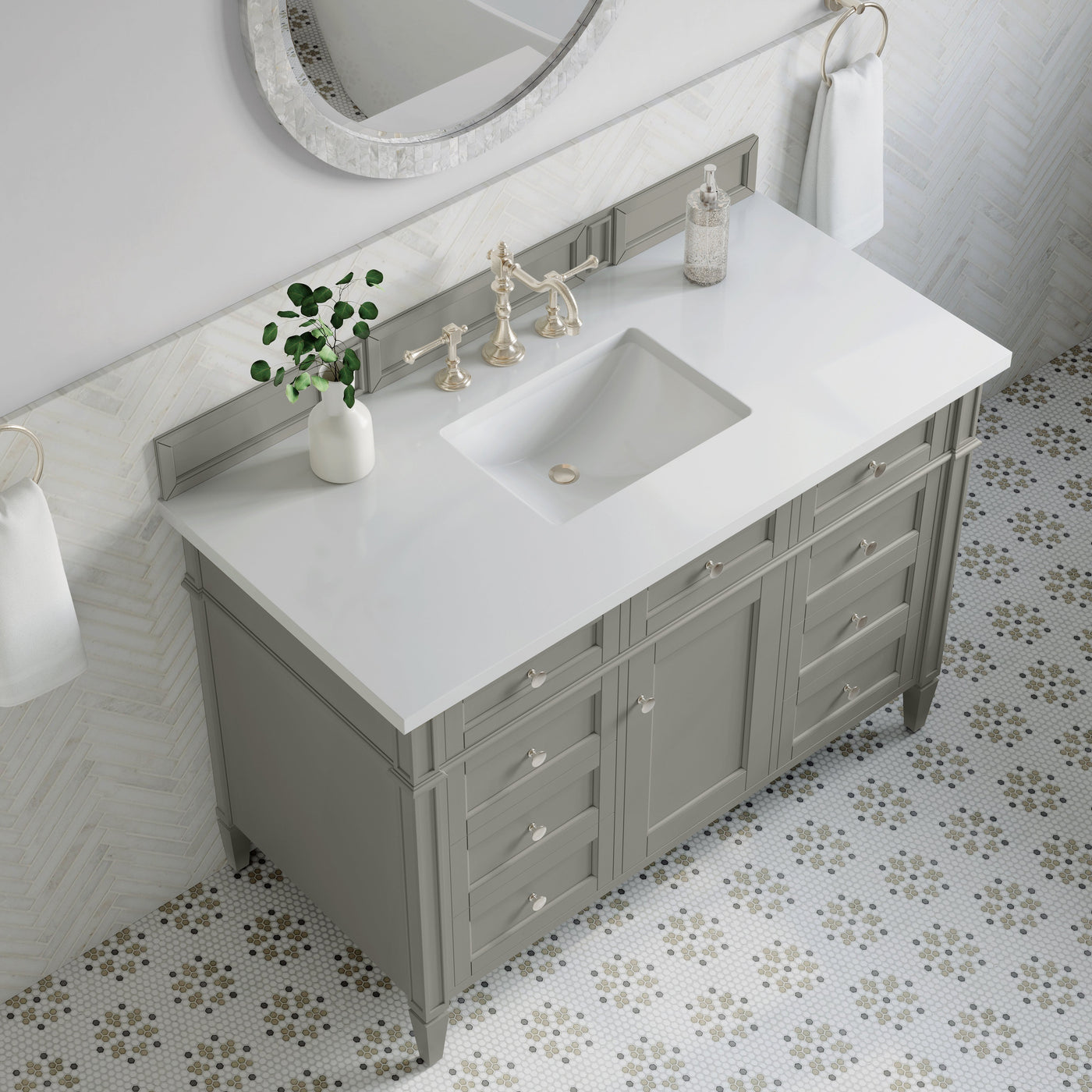 James Martin Brittany 48" Single Bathroom Vanity, Urban Gray with White Zeus countertop