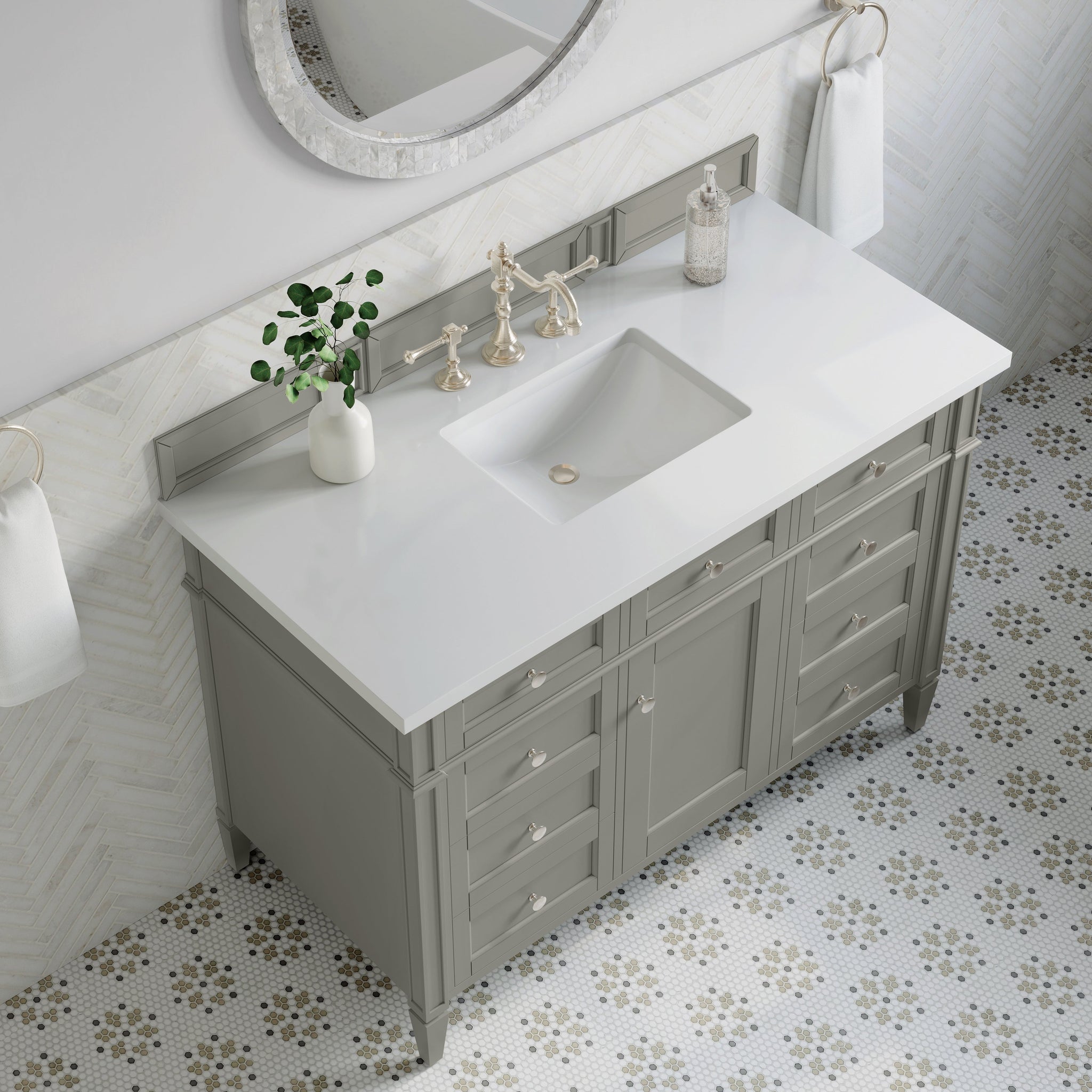 James Martin Brittany 48" Single Bathroom Vanity, Urban Gray with White Zeus countertop