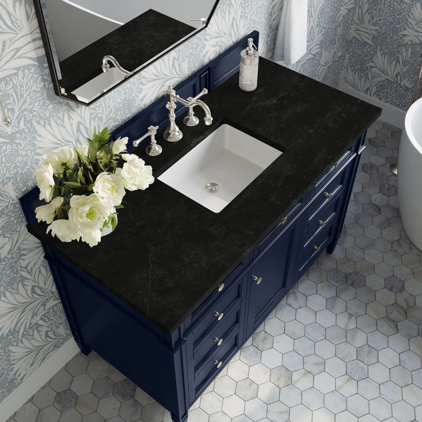 James Martin Brittany 48" Single Bathroom Vanity, Victory Blue with Phantome countertop