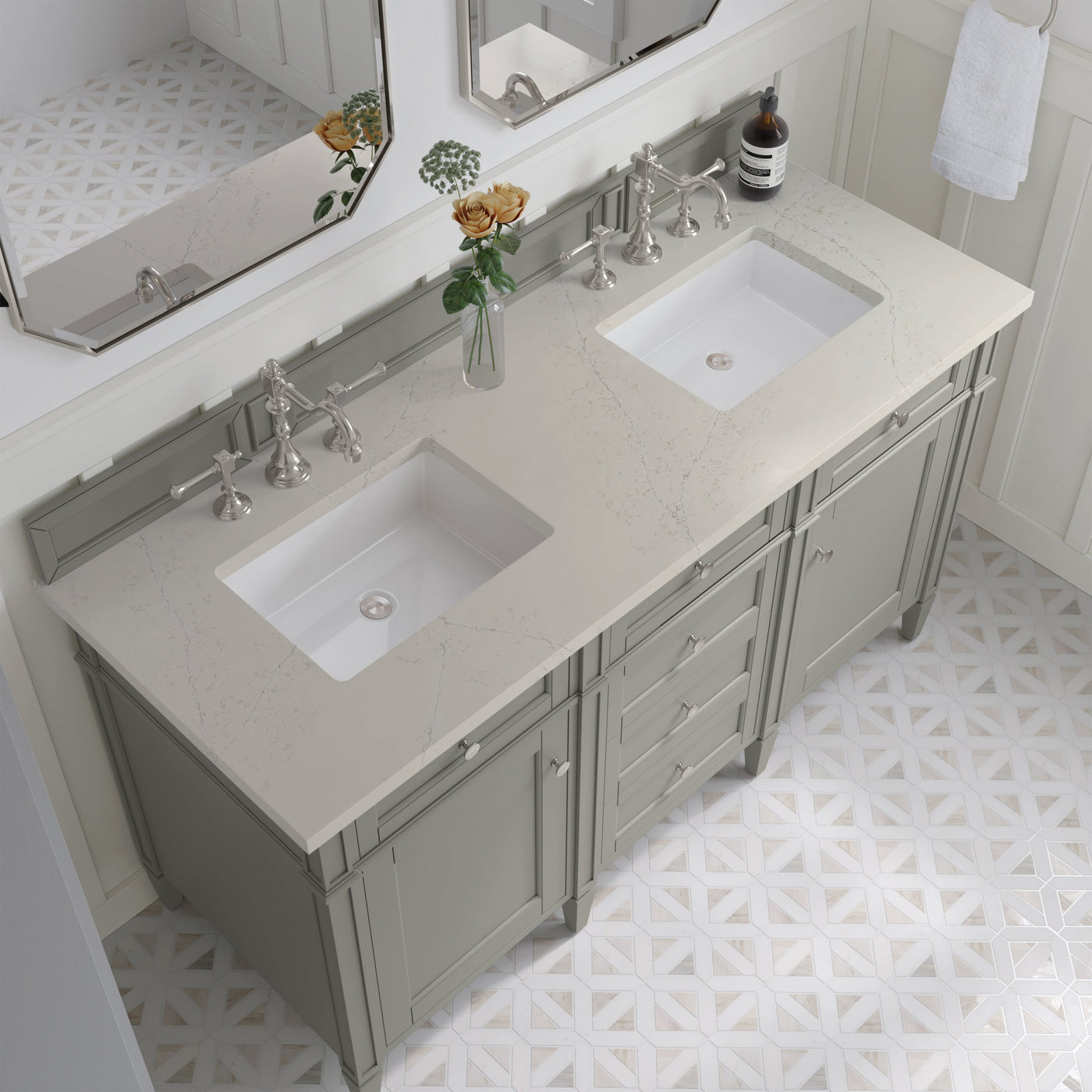 James Martin Brittany 60" Double Bathroom Vanity, Urban Gray with Siberian countertop