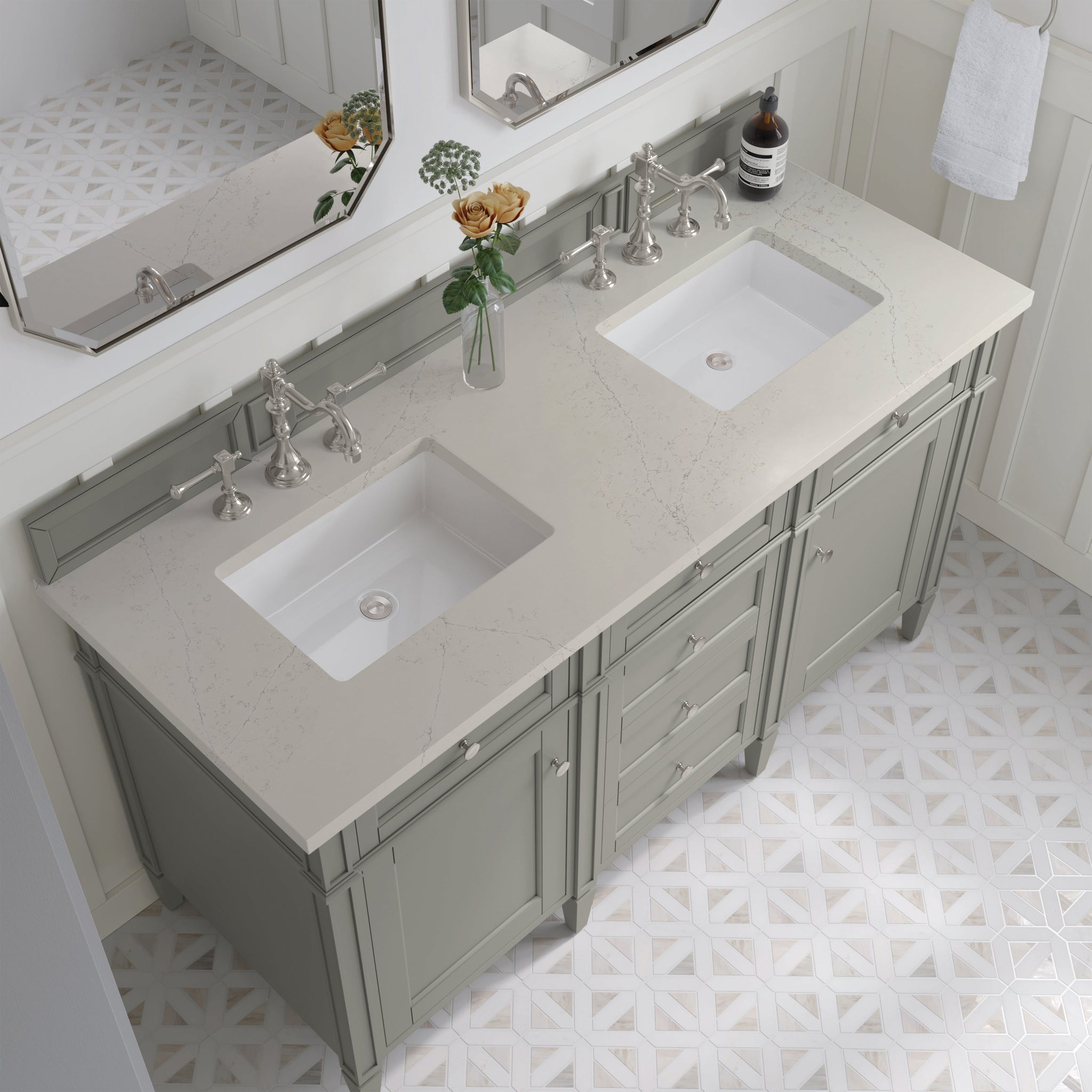 James Martin Brittany 60" Double Bathroom Vanity, Urban Gray with Siberian countertop
