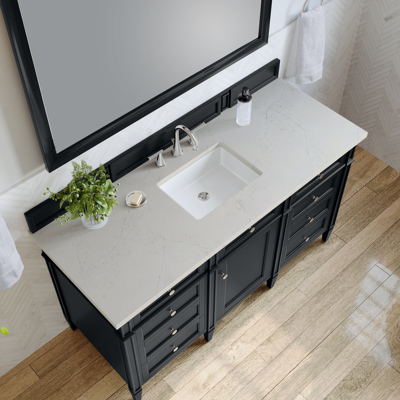 James Martin Brittany 60" Single Bathroom Vanity, Black Onyx with Siberian countertop