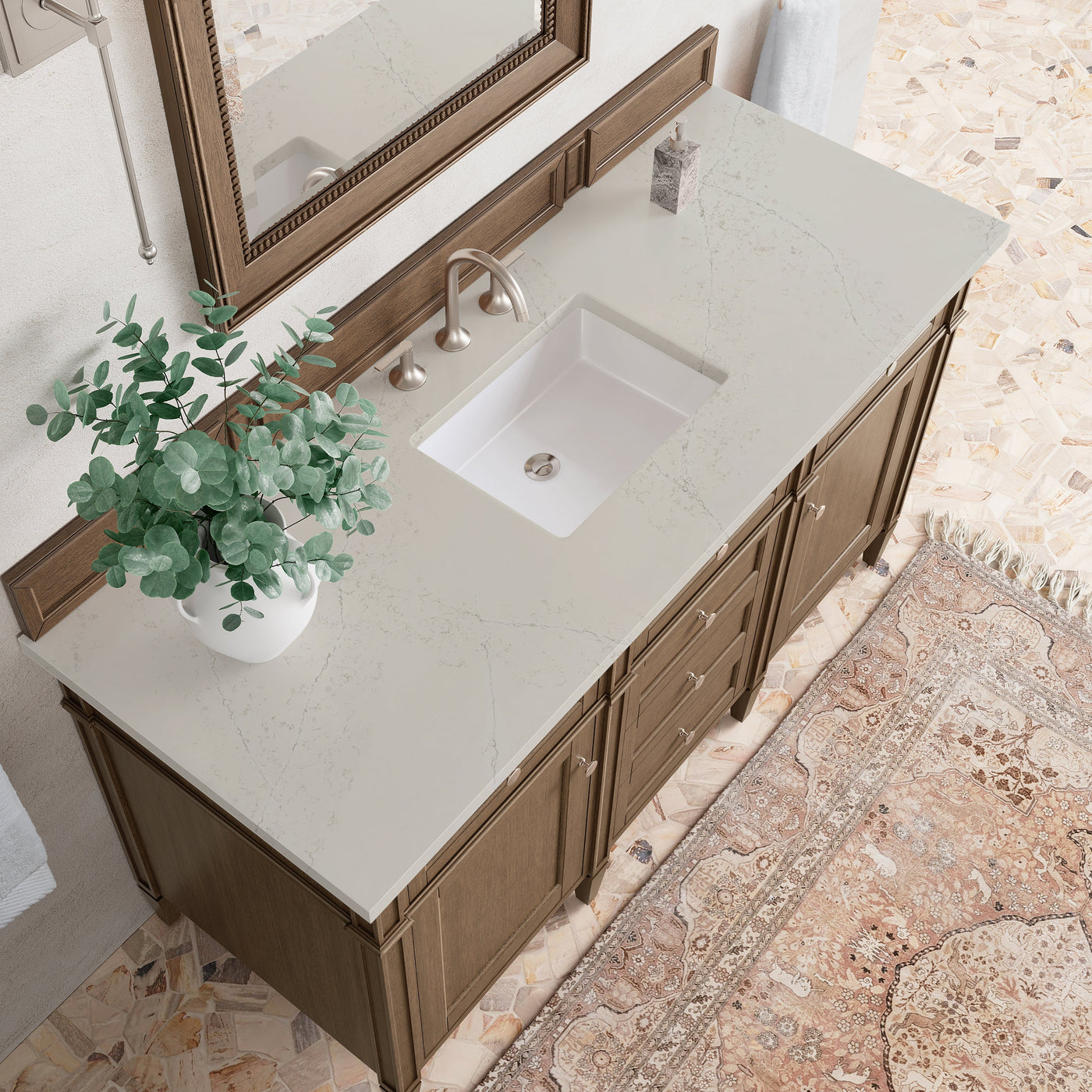 James Martin Brittany 60" Single Bathroom Vanity, Saddle Brown with Siberian countertop