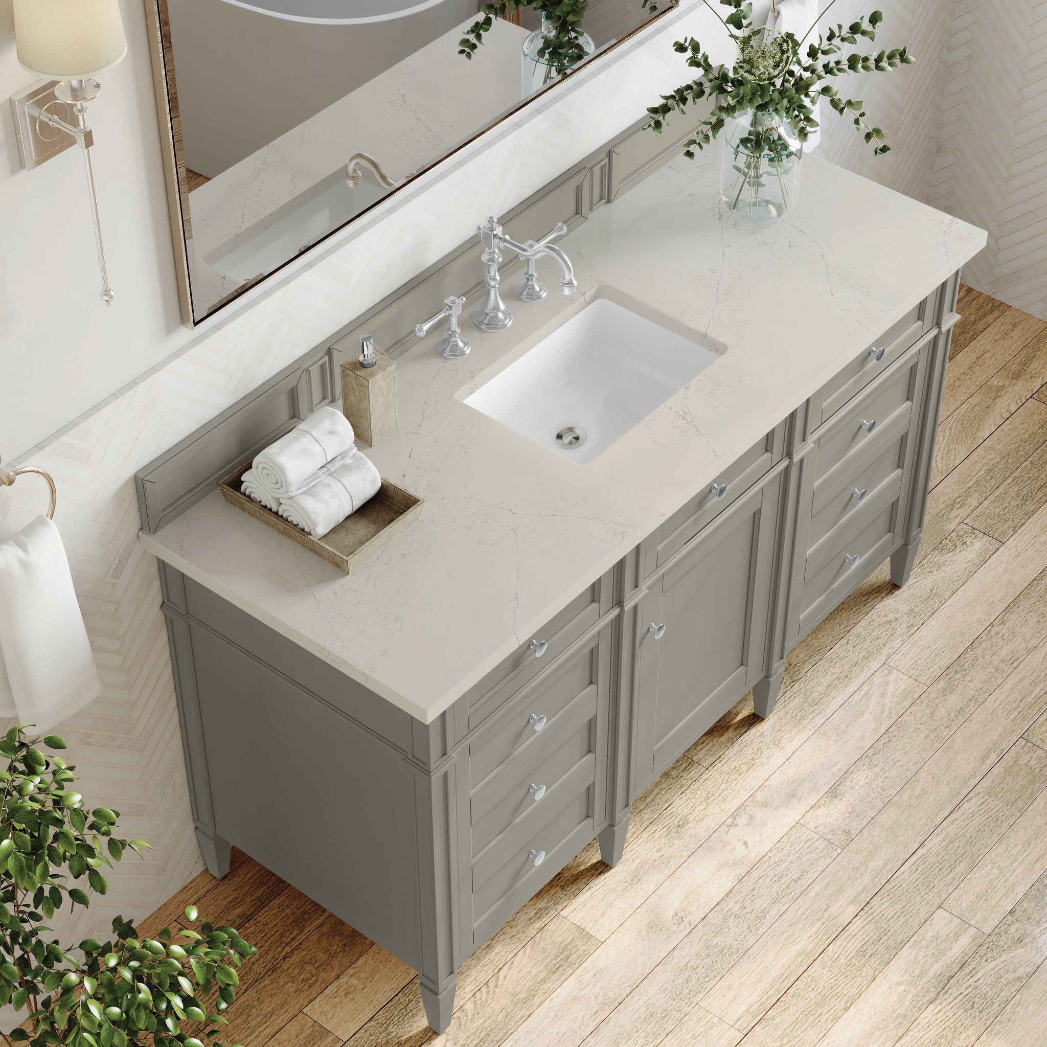 James Martin Brittany 60" Single Bathroom Vanity, Urban Gray with Siberian countertop
