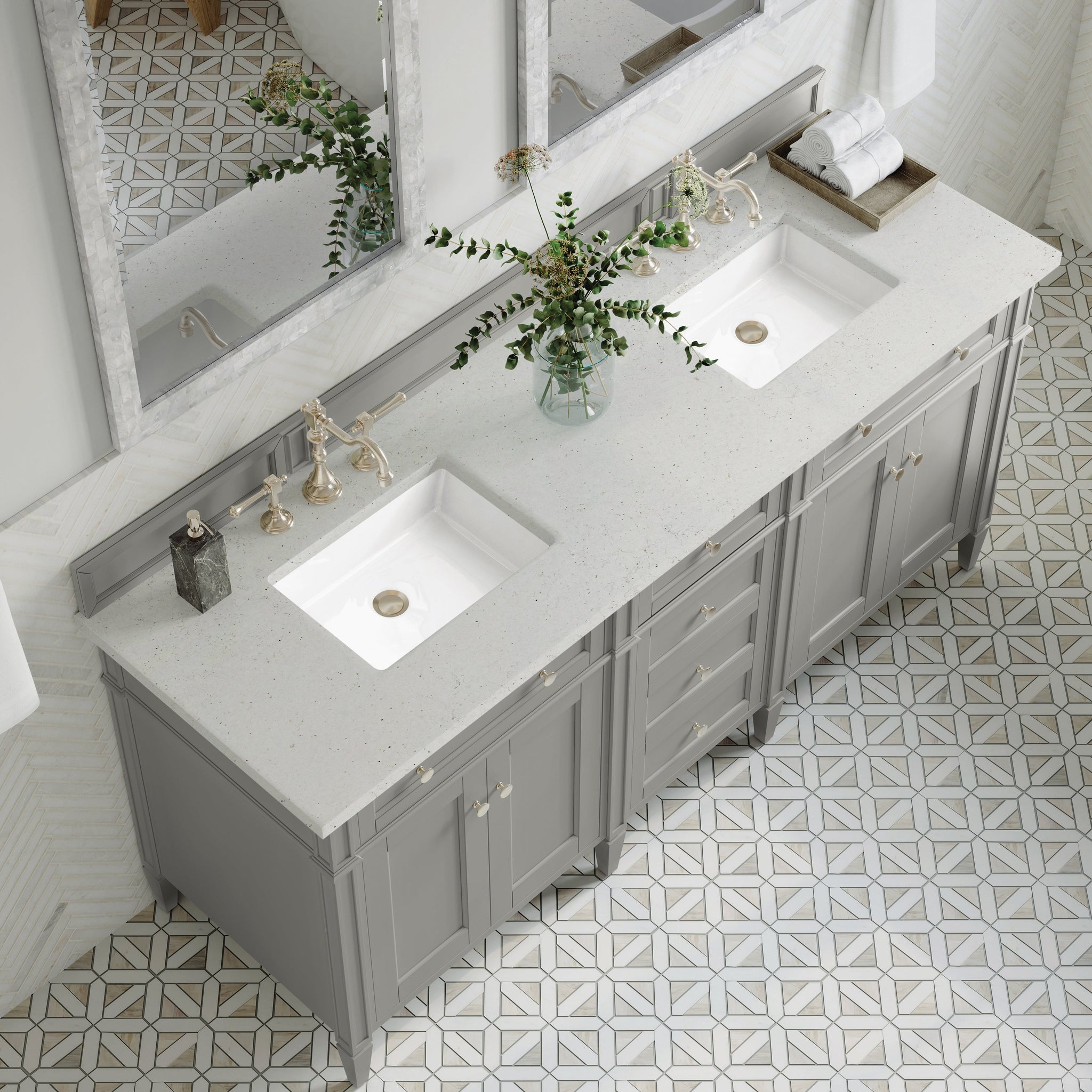 James Martin Brittany 72" Double Bathroom Vanity, Urban Gray with Lime Delight countertop