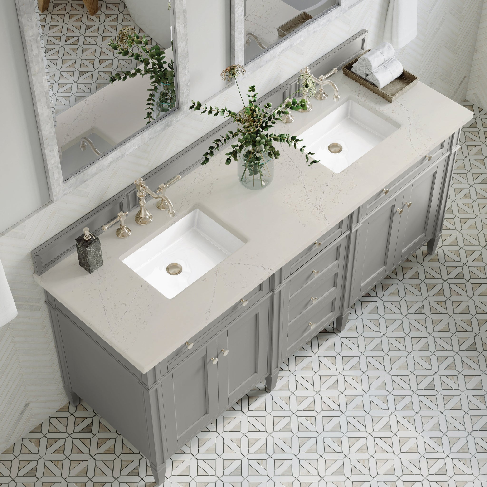 James Martin Brittany 72" Double Bathroom Vanity, Urban Gray with Siberian countertop