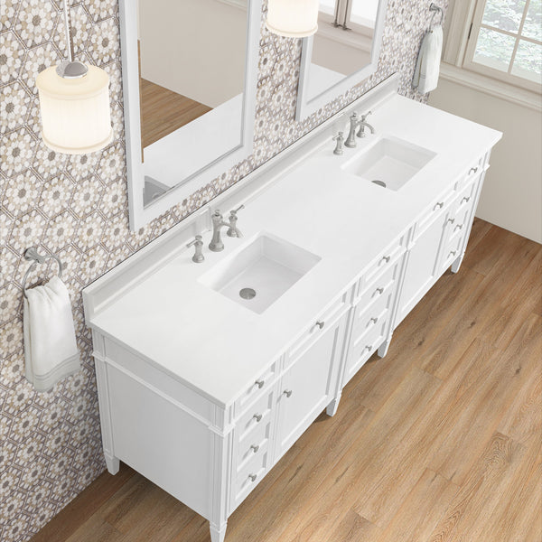 James Martin Brittany 84" Double Bathroom Vanity, Bright White