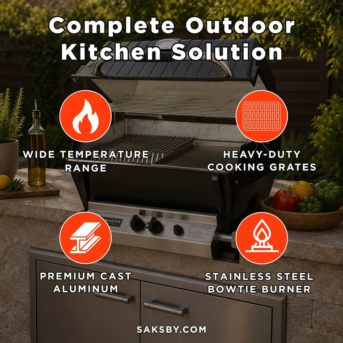 Broilmaster P3X Super Premium Cast Aluminum Gas Grill With Flare Busters, Griddle And Smoker Shutter (SAK98194) by SAKSBY WHOLESALE