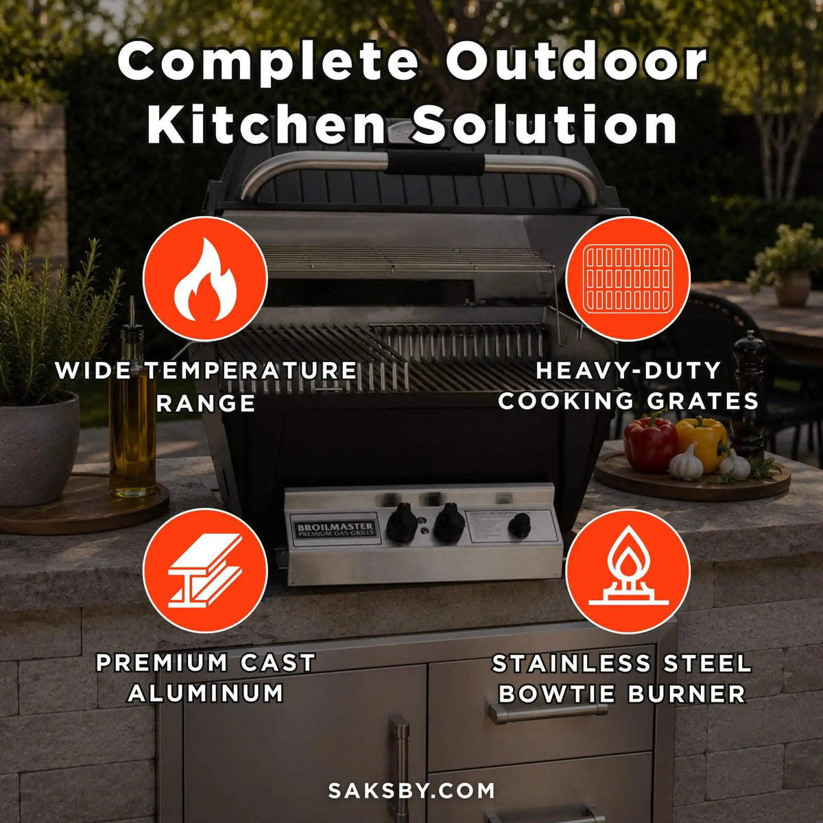 Broilmaster P4X Super Premium Cast Aluminum Gas Grill With Flare Busters (SAK84186) by SAKSBY WHOLESALE