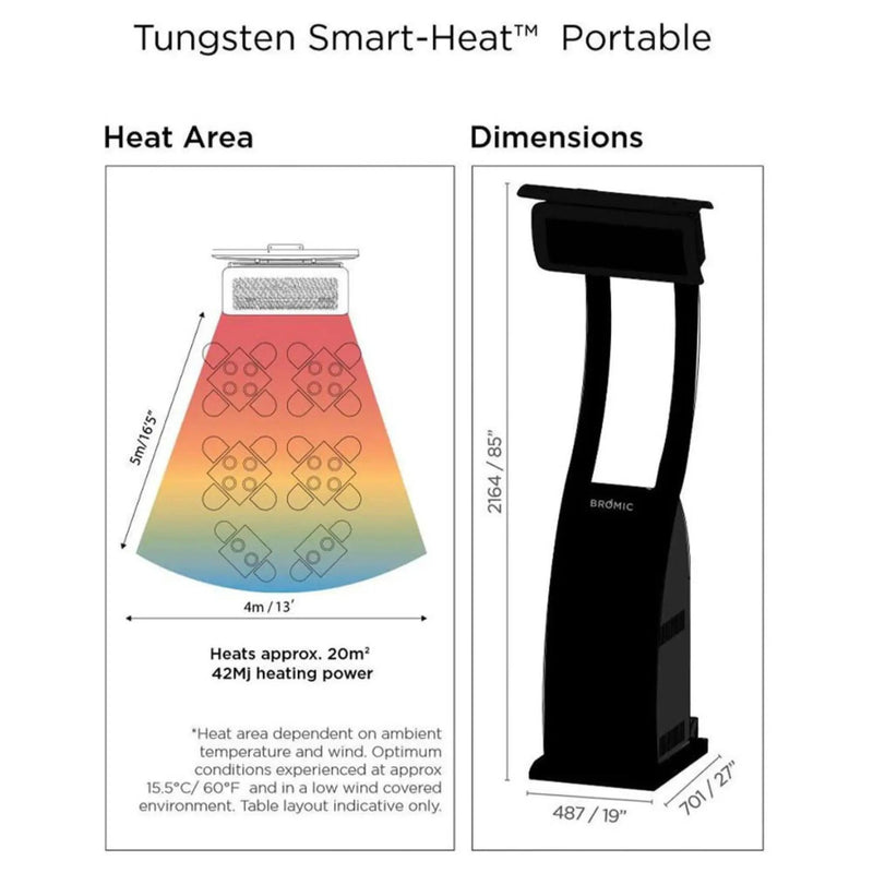 Bromic Heating 85-Inch 38,500 BTU Tungsten Smart-Heat™ Propane Gas Freestanding Portable Patio Heater [BH0510001] (SAK73814) by SAKSBY WHOLESALE
