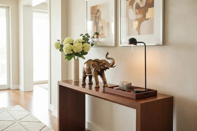Golden Elephant Figurine Decorative Statue for Elegant Home Decor by House Of Avana