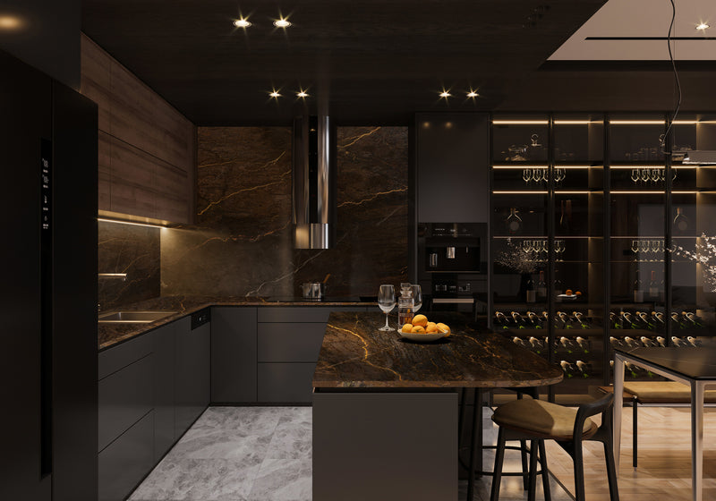 Bronzite Leather Quartzite Slab Random room scene 2