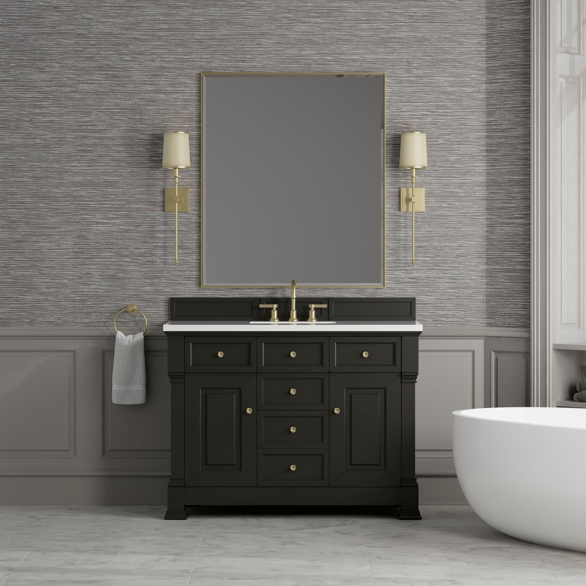 James Martin Brookfield 48" Single Bathroom Vanity, Black Onyx, cabinet without a countertop