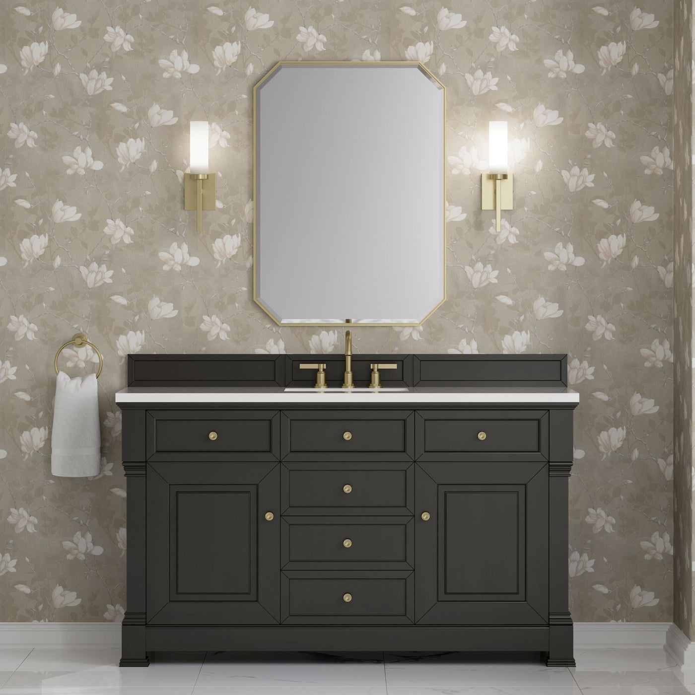 James Martin Brookfield 60" Single Bathroom Vanity, Black Onyx, cabinet without a countertop
