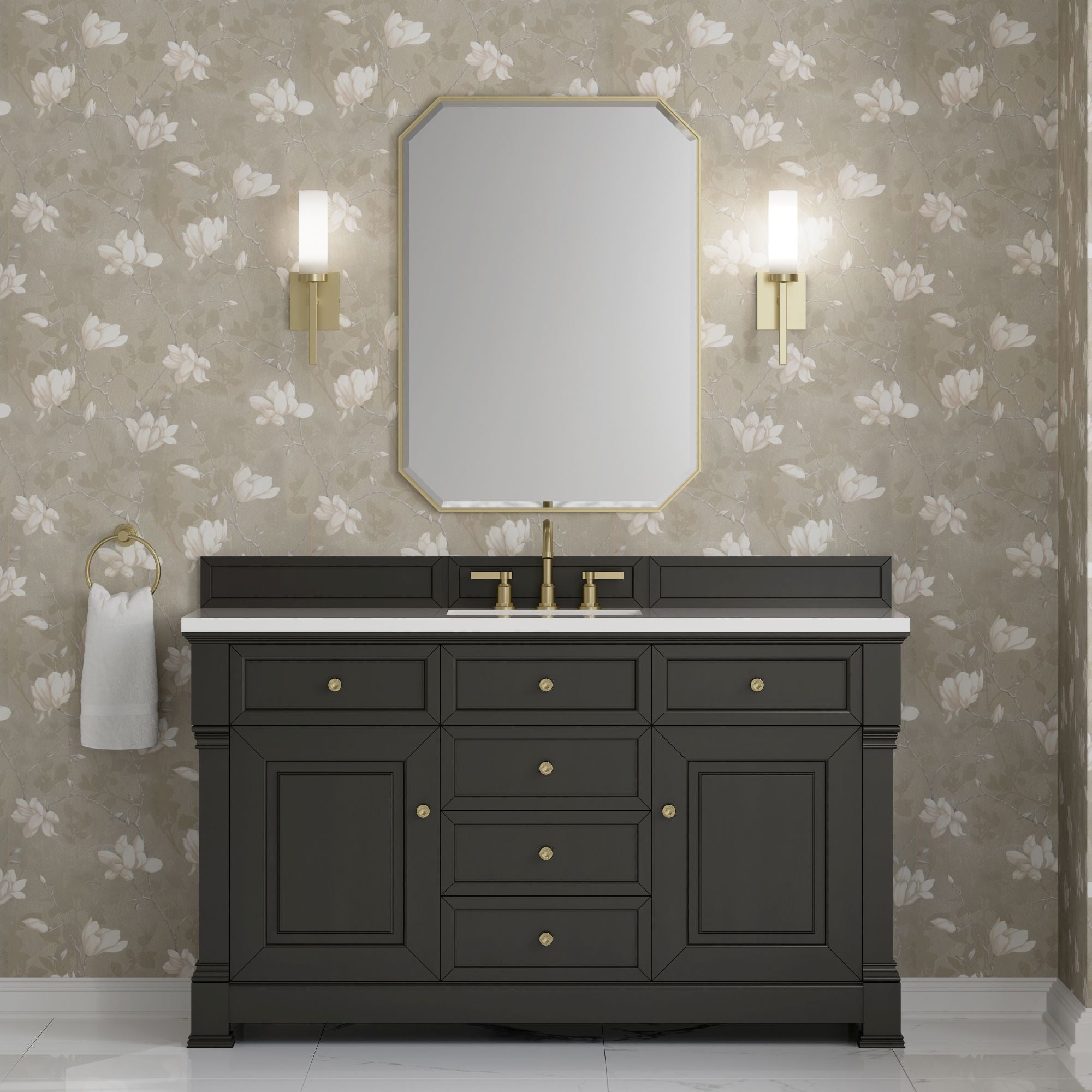 James Martin Brookfield 60" Single Bathroom Vanity, Black Onyx, cabinet without a countertop