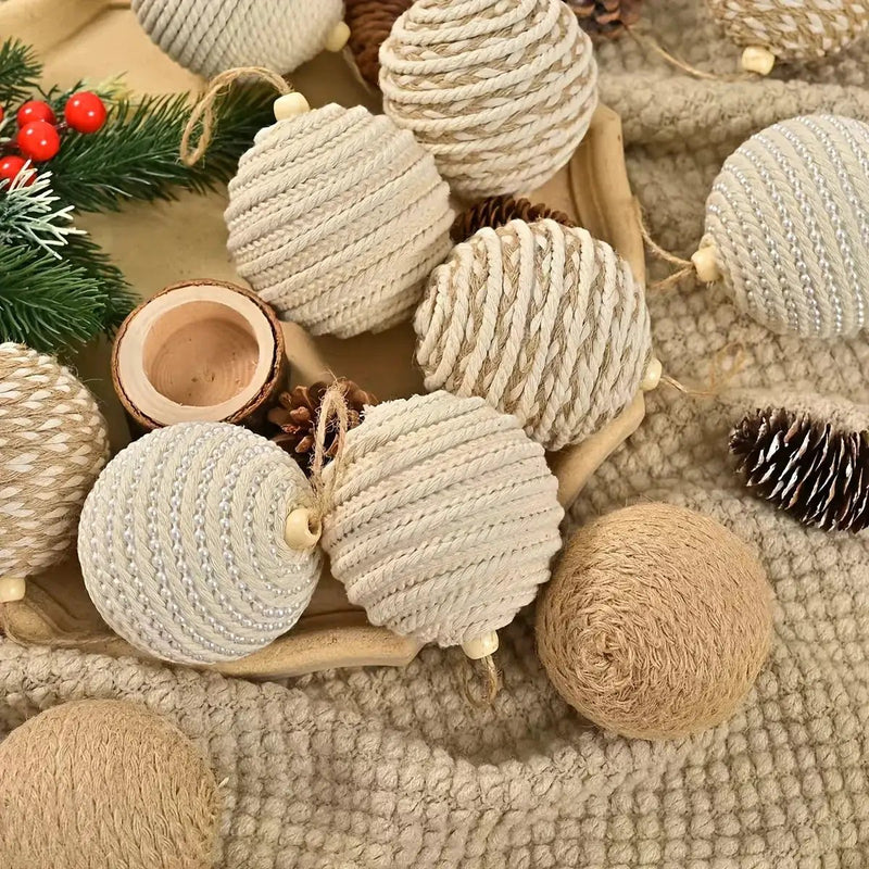 Brown Christmas Ball Set 12pcs with Wooden Clips 3.15-inch Rope by House Of Avana