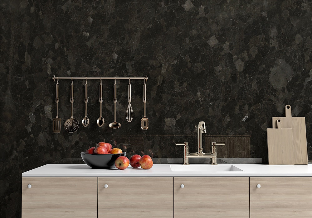 Brown Lapiz Polished Granite Slab Random room scene 2