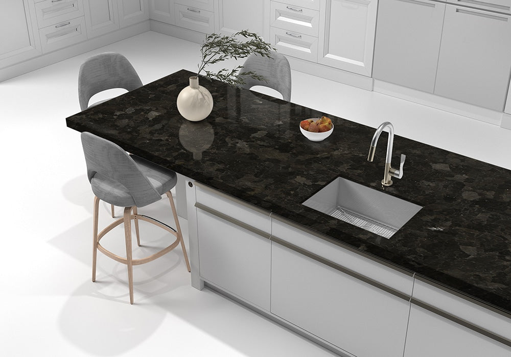 Brown Lapiz Polished Granite Slab Random room scene 4