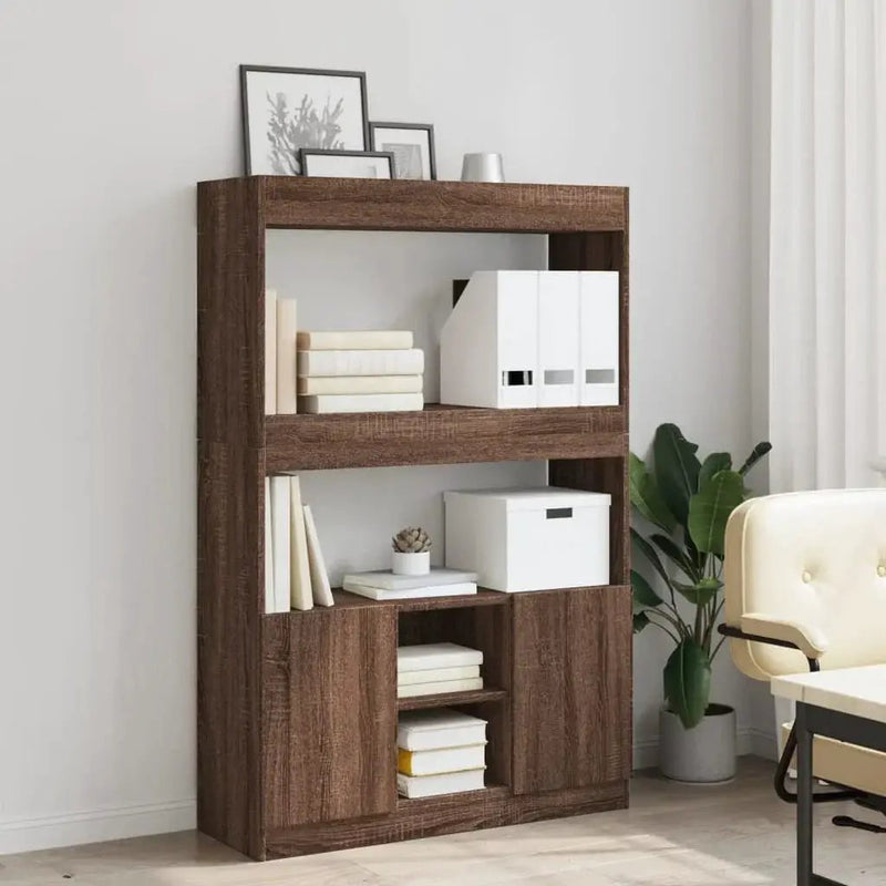 Brown Oak Highboard Cabinet with Modern Design by House Of Avana