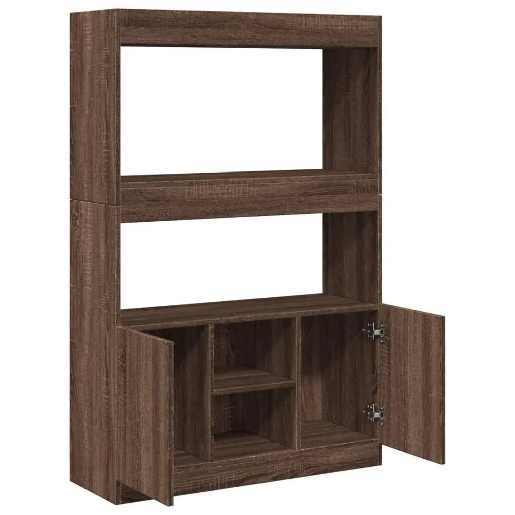 Brown Oak Highboard Cabinet with Modern Design by House Of Avana