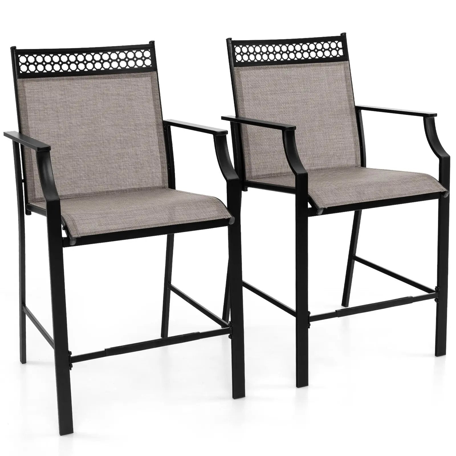 Outdoor Counter Stools Set of 2 Heavy-Duty Barstools with Footrest and Armrests by DirectDeals
