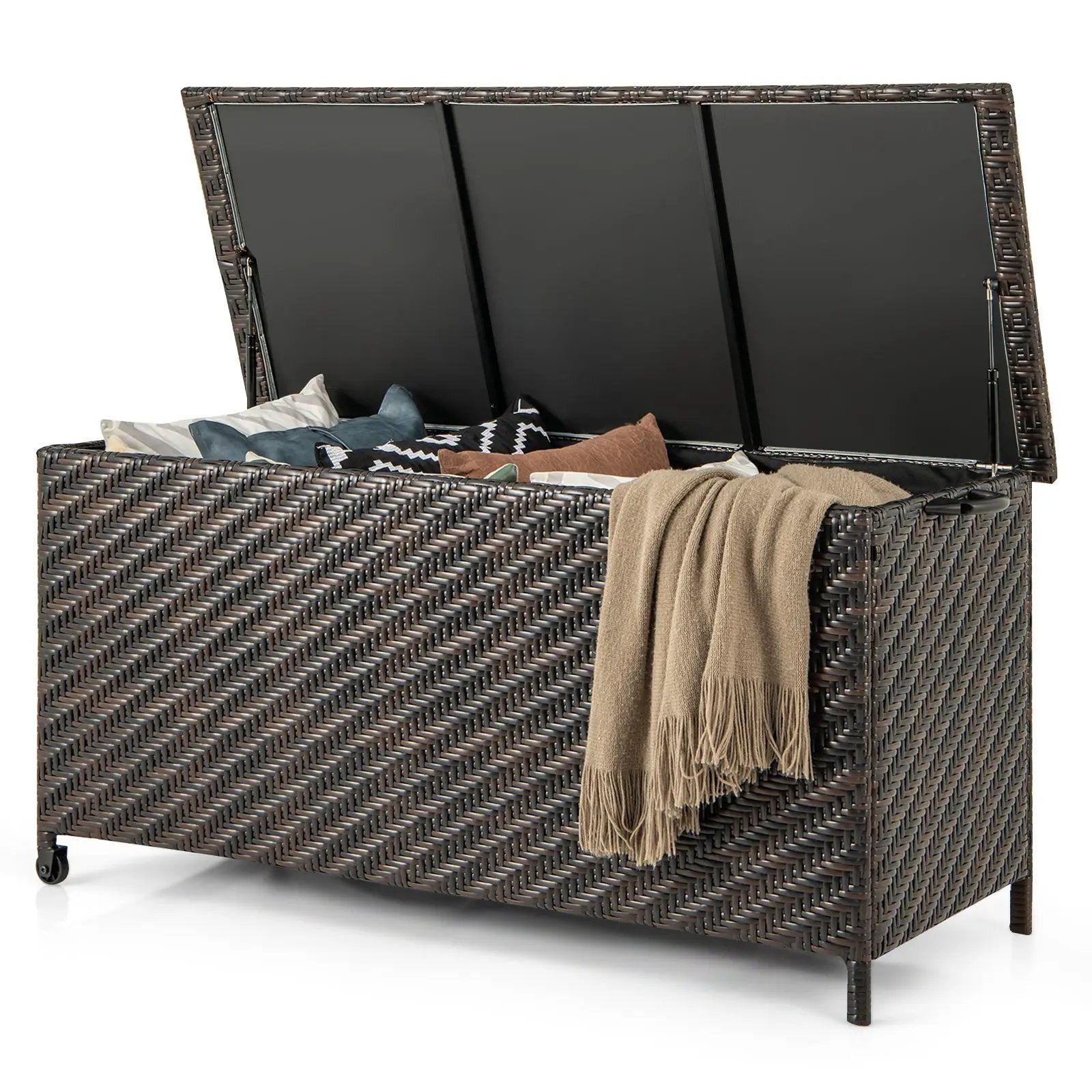 85 Gallon Outdoor Storage Box with Removable Liner and Universal Wheels by DirectDeals