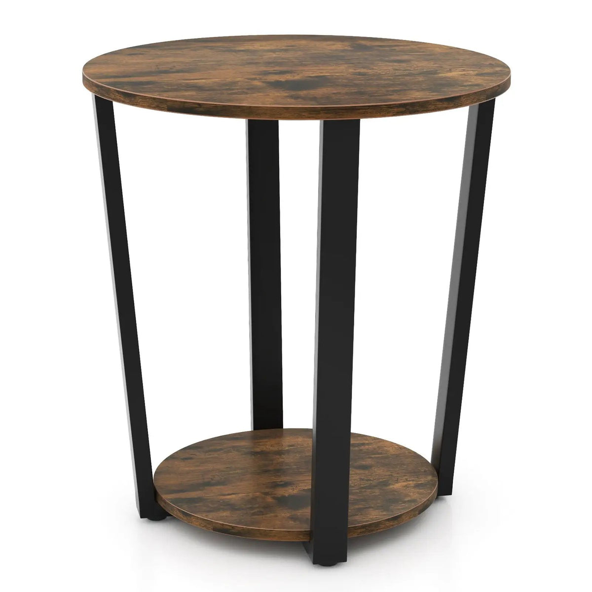 2-tier Round End Table with Storage Shelf & Metal Frame, photo 9 of 16