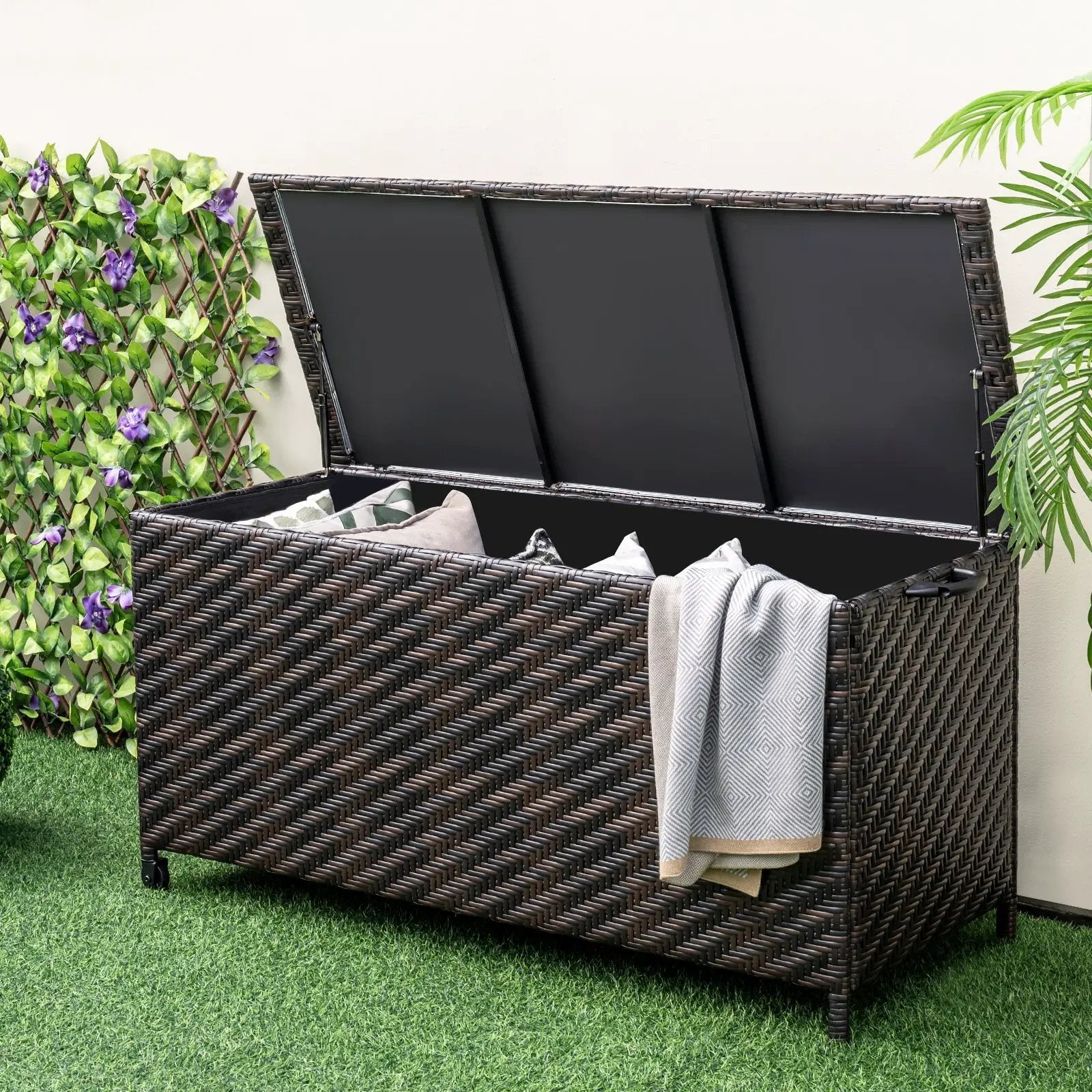 85 Gallon Outdoor Storage Box with Removable Liner and Universal Wheels by DirectDeals