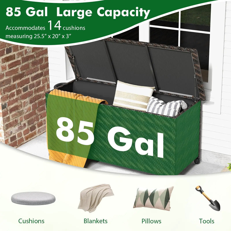 85 Gallon Outdoor Storage Box with Removable Liner and Universal Wheels by DirectDeals