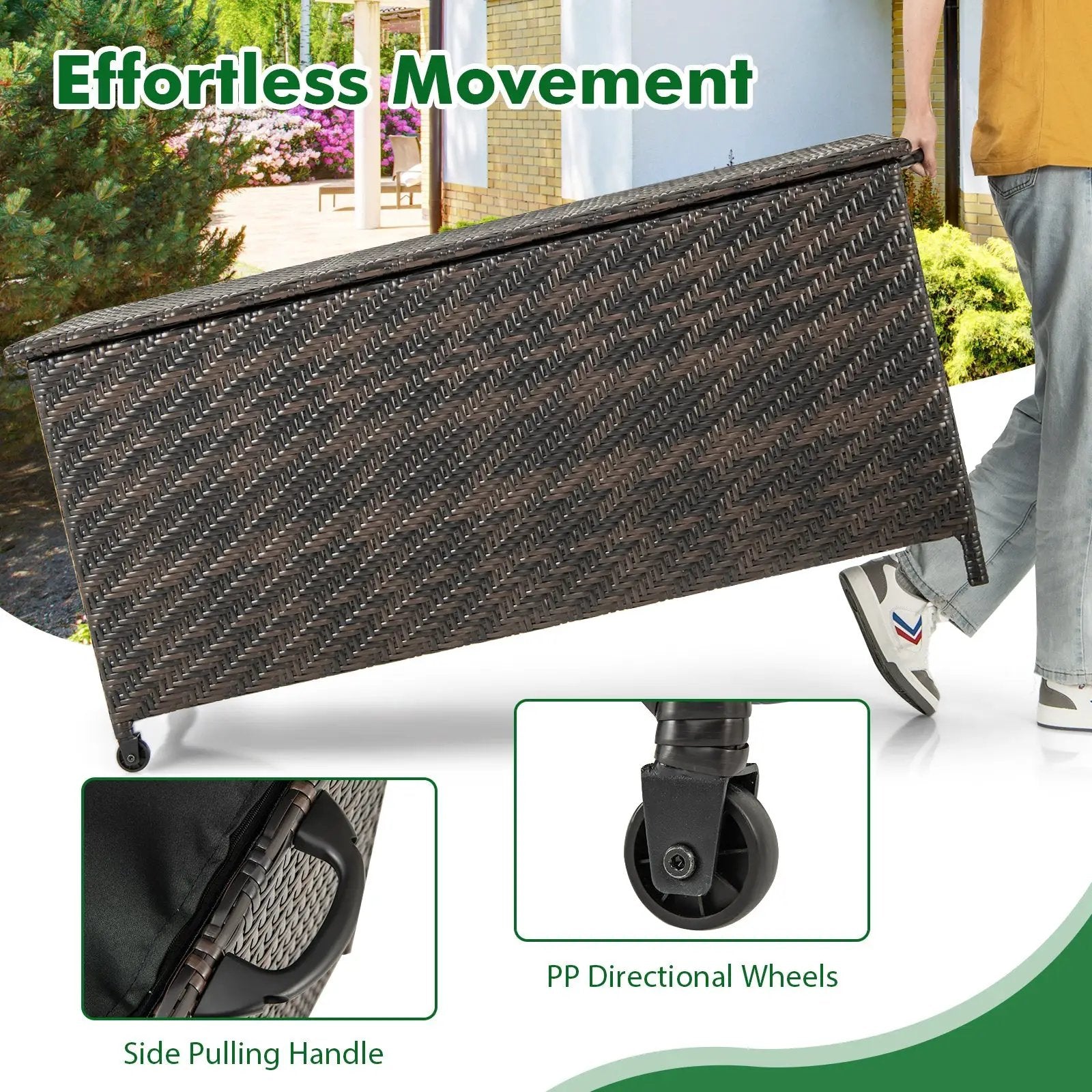 85 Gallon Outdoor Storage Box with Removable Liner and Universal Wheels by DirectDeals