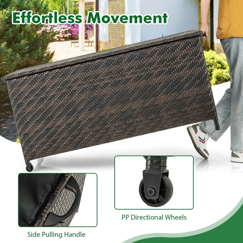 85 Gallon Outdoor Storage Box with Removable Liner and Universal Wheels by DirectDeals