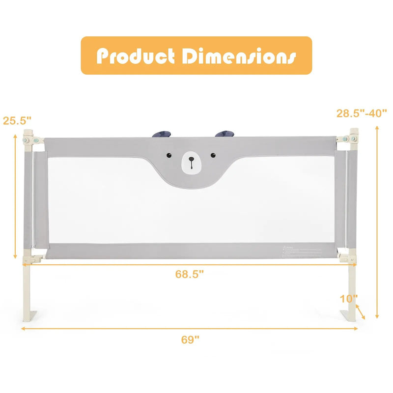 Vertical Lifting Baby Bedrail Guard with Lock-Gray by DirectDeals