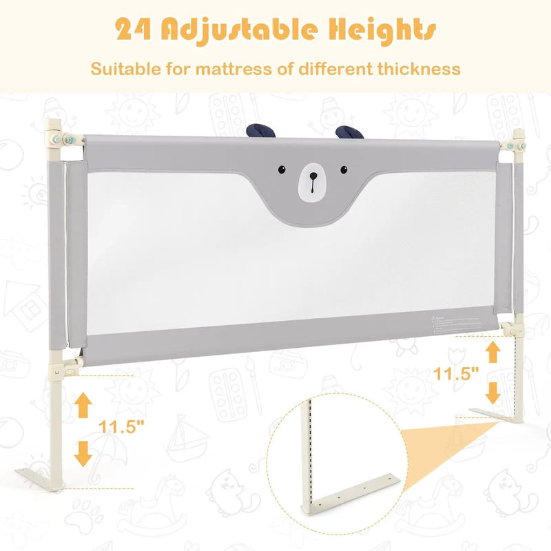 Vertical Lifting Baby Bedrail Guard with Lock-Gray by DirectDeals