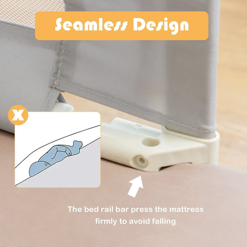 Vertical Lifting Baby Bedrail Guard with Lock-Gray by DirectDeals