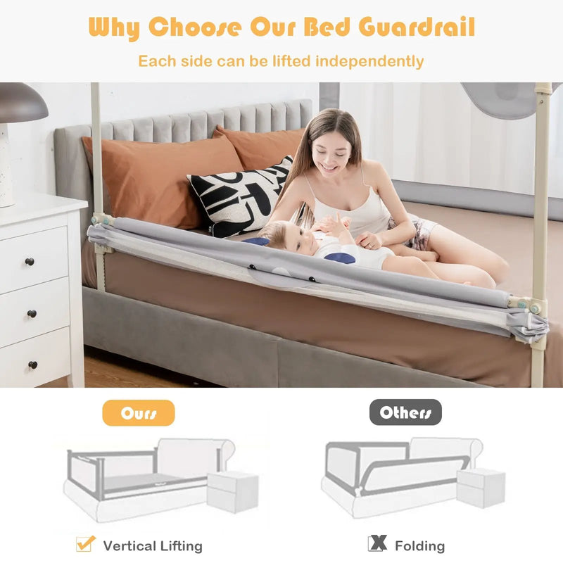 Vertical Lifting Baby Bedrail Guard with Lock-Gray by DirectDeals