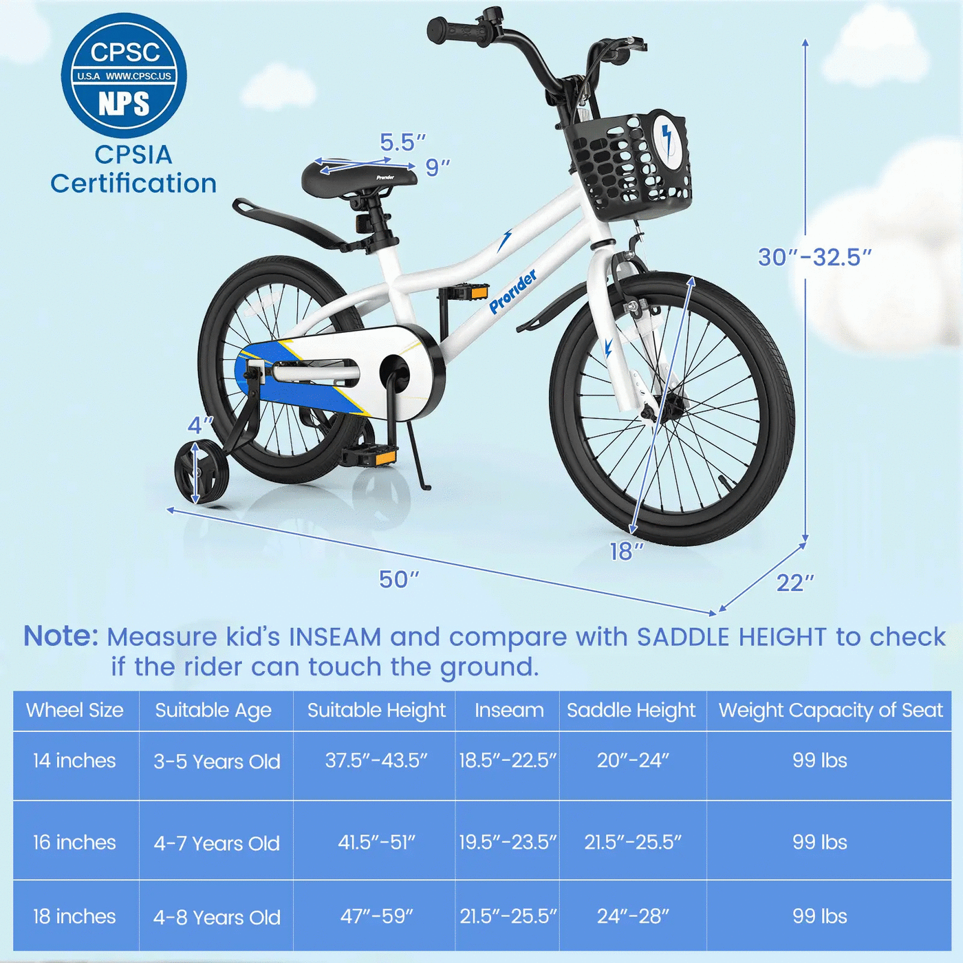 18 Feet Kids Bike with Removable Training Wheels, photo 5 of 12