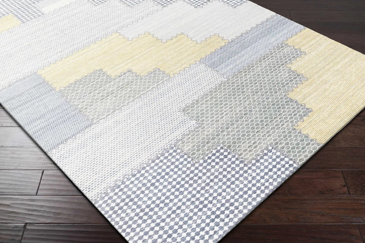 Bishopton Blue/Yellow Patchwork Viscose Rug - Clearance, photo 4 of 8