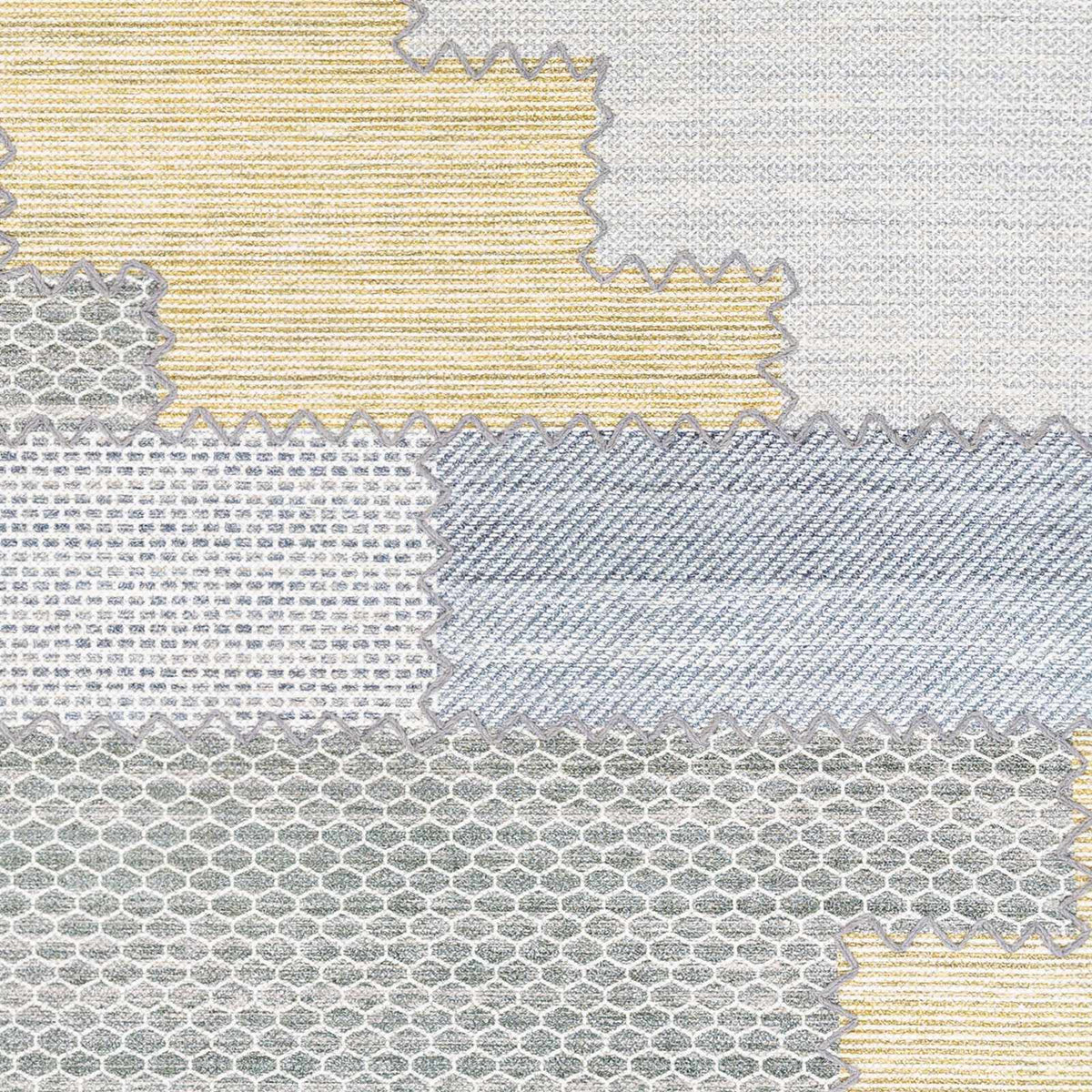 Bishopton Blue/Yellow Patchwork Viscose Rug - Clearance, sample swatch