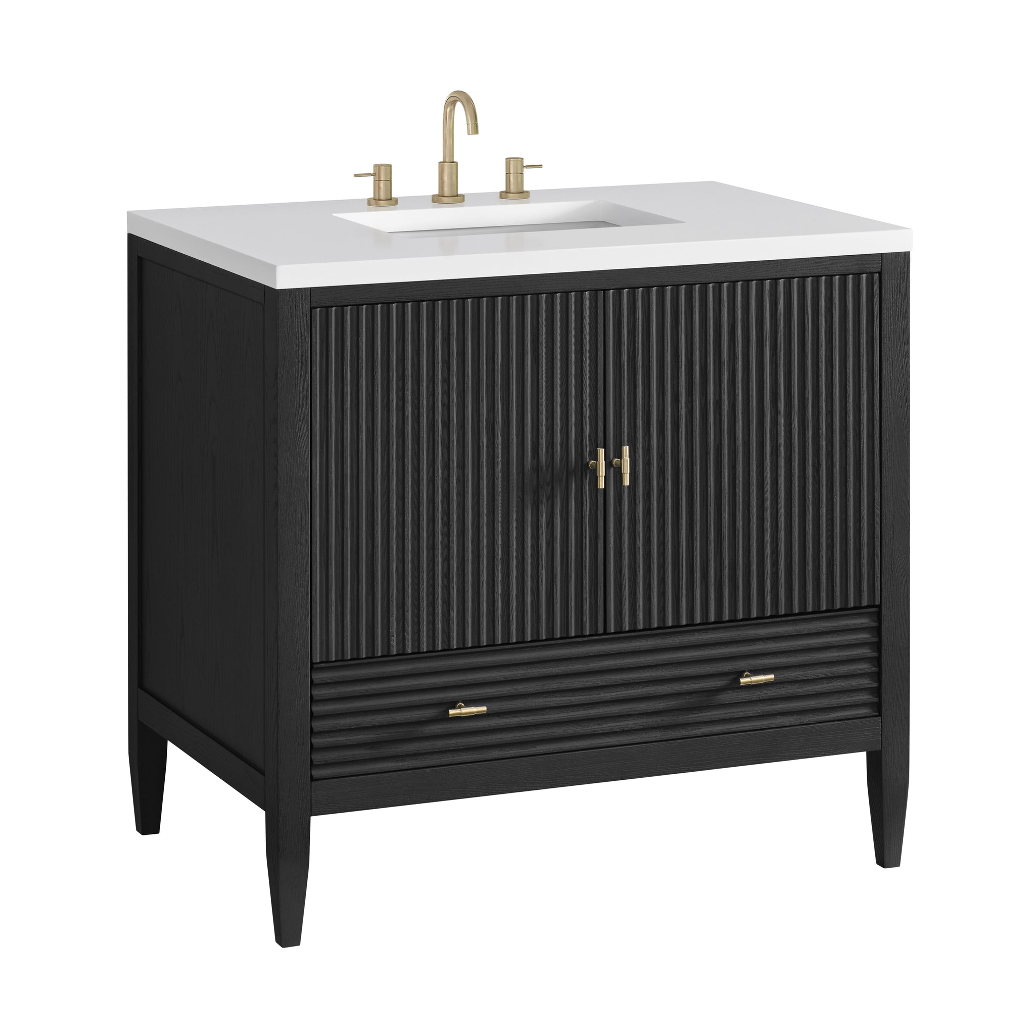 James Martin Myrrin 36" Single Bathroom Vanity, Carbon Oak, view 25