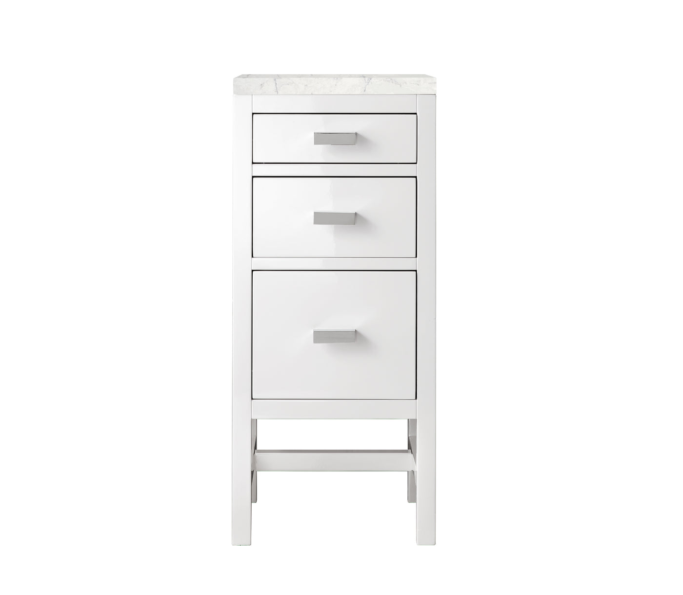 James Martin Addison 15" Base Cabinet, Glossy White with Eternal Jasmine Pearl countertop