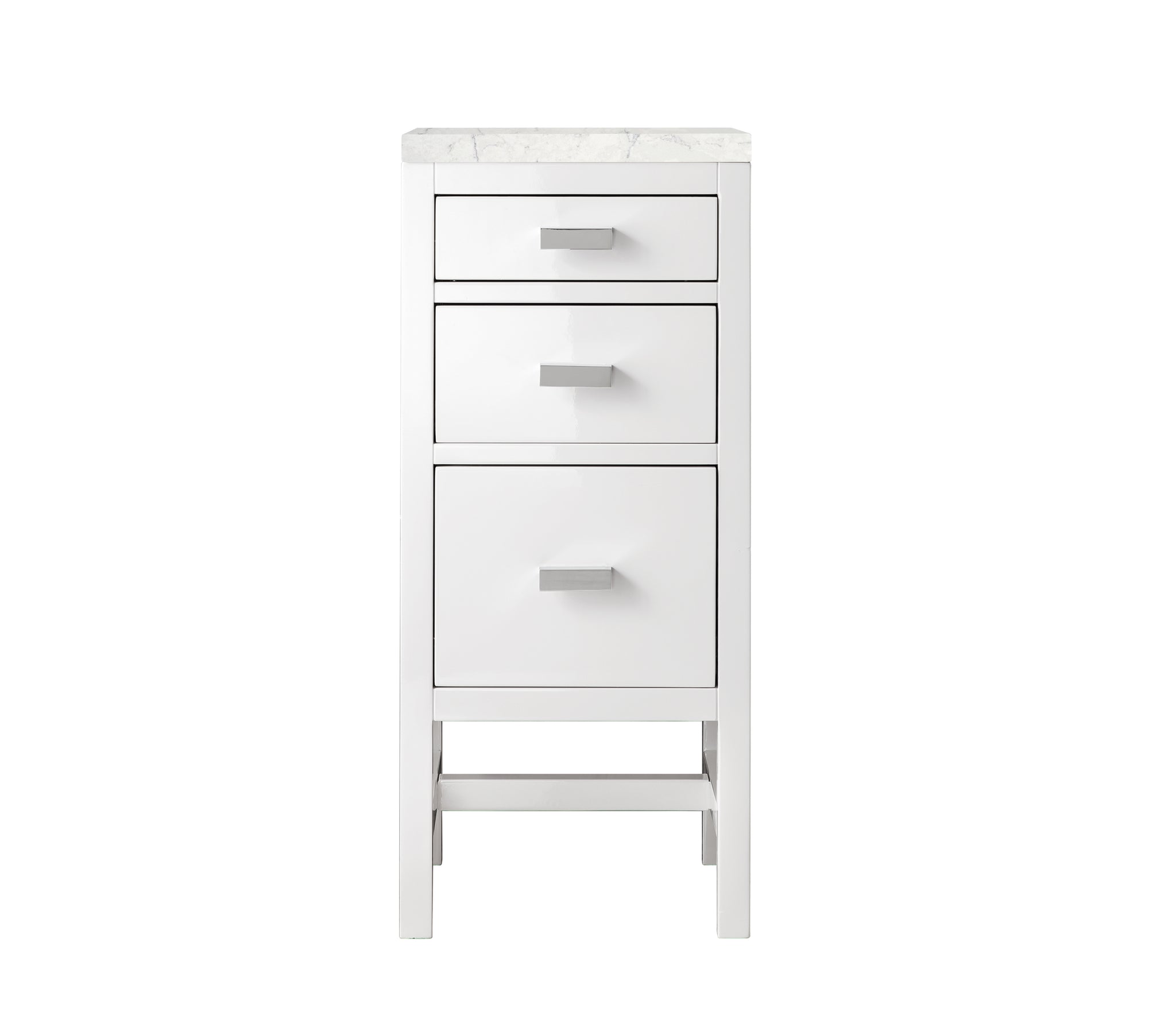 James Martin Addison 15" Base Cabinet, Glossy White with Eternal Jasmine Pearl countertop